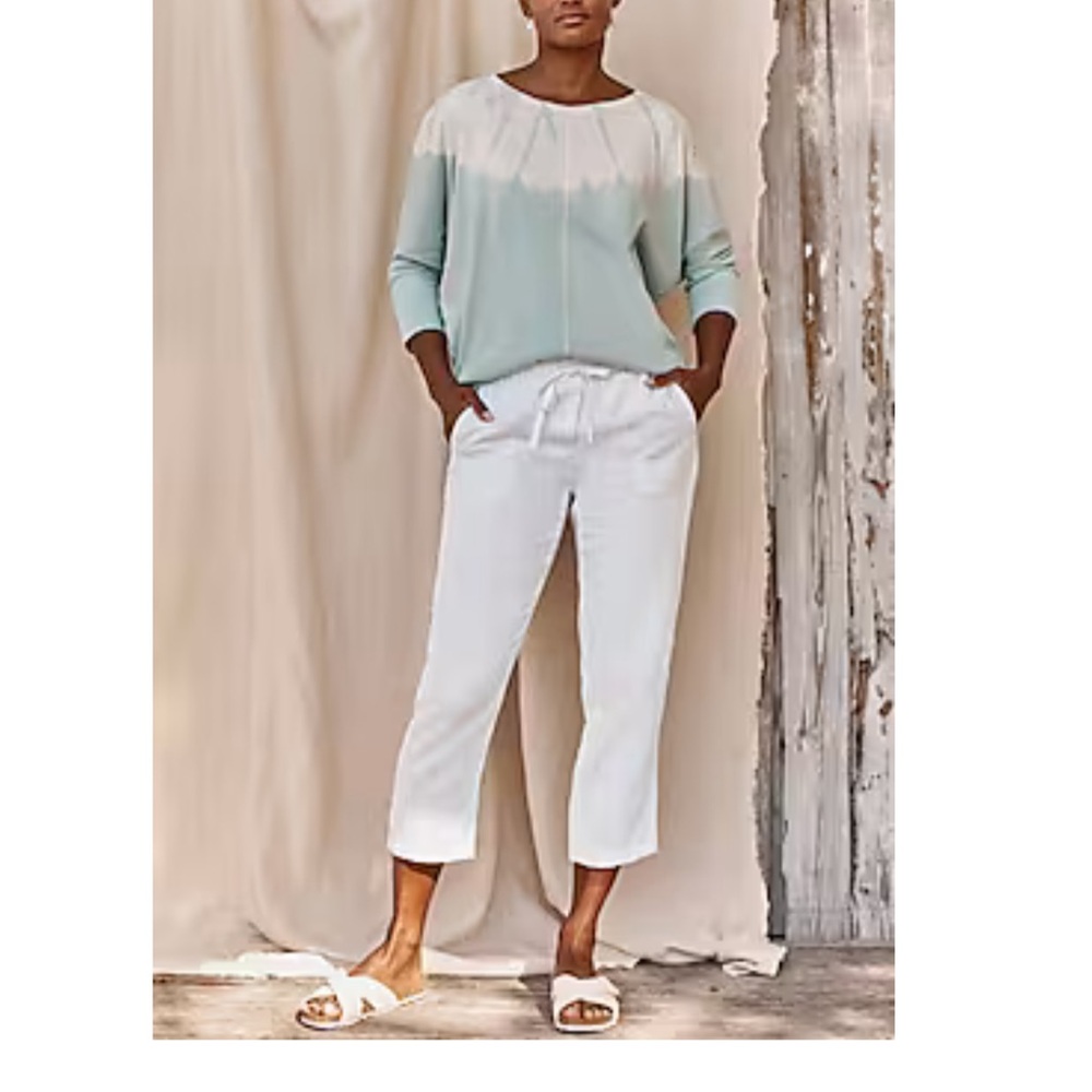 J Jill Pure Linen, slim leg, drawstring cropped pants.  White size large.